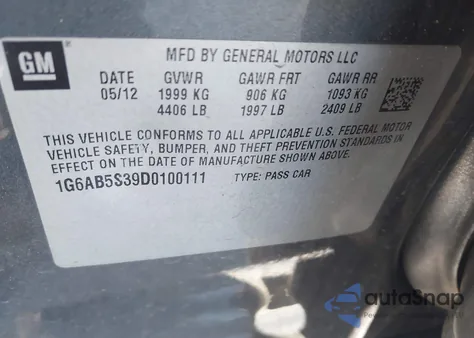 2013 Cadillac Ats Luxury из США, поврежденный, VIN 1G6AB5S39D0100111